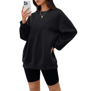 เสื้อฮู้ดดี้ผู้หญิงแฟชั่นใหม่ ไซส์พลัส ผ้าเทอร์รี่ แขนยาวทรงโอเวอร์ไซส์ ผ้าฝ้าย 100% - Product Image 3