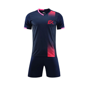 Conjunto de Camiseta de Fútbol Sublimada con Degradado Rosa Marino para Hombre, Manga Corta, Absorbe la Humedad, Ajuste Atlético, Uniforme de Fútbol - Product Image 2