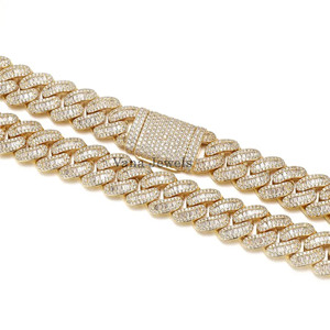Bold 17MM Chapado en oro 925 Collar de plata esterlina 45CM 18 pulgadas de longitud Alto brillo Unisex Streetwear Hip Hop Joyería Moissanite - Product Image 4