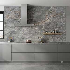 Eliza Grey Waterproof 3mm-4mm Ultra-Thin Lightweight Eco-Friendly Retro Crema <b>Granite</b> Thin <b>Slab</b> Rustic Durable Countertop Mate - Product Image 2