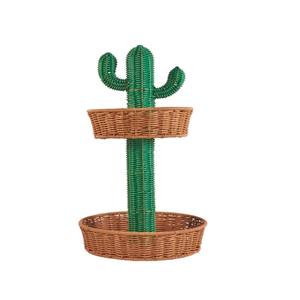 Plateau de service en rotin à 2 niveaux en forme d'ananas, support de rangement multifonctionnel pour salle de bain et salon, conteneur alimentaire fabriqué au Vietnam - Product Image 3