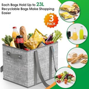 Bolsas de Compras Plegables Grandes, Paquete de 3 Bolsas Reutilizables con Asas Reforzadas y Base Rígida - Product Image 2