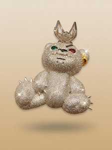 Pendentif Ours Teddy Effrayant et En colère Personnalisé Sertie de Pierres, Bijou Hip Hop en Argent 925 Plaqué Or avec Moissanite, Cadeau de Luxe Unisexe - Product Image 2