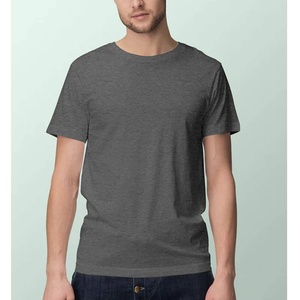 Men's Regular Fit Solid Gray O-Neck Short Sleeve Cotton <b>T</b>-<b>Shirt</b> Casual Knitted Jersey Plain Dyed Design - Product Image 1