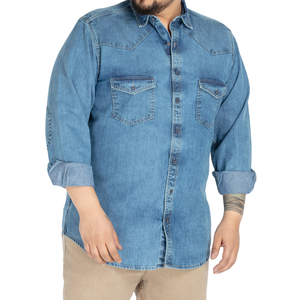 Chemise en jean pour hommes grande taille, tissu en gros, confortable, personnalisable, échantillon gratuit, meilleure qualité - Product Image 5