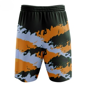 Shorts décontractés pour hommes à taille élastique, à séchage rapide, à carreaux rouges et jaunes, 100 % polyester, imprimé par sublimation - Product Image 6