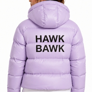 Blouson matelassé personnalisé pour femme avec capuche, manteau d'hiver entièrement zippé, couleur unie, logo sur le devant, rembourrage en polyester épais, vêtement d'extérieur - Product Image 2