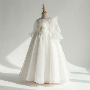 Vestido de Gala con Mangas de Organza Floral 3D de Primera Calidad para Niñas, Ideal para Grandes Ceremonias de Boda - Product Image 2