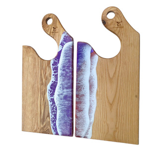 2026 Hot Selling Luxury Wooden Resin Coaster <b>Set</b> Blue Epoxy Resin Coasters Custom Drink Coasters Elegant Wood Coasters - Product Image 2