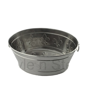 Seau métallique ovale en acier inoxydable, grand seau à glace en métal pour vin, baignoire à bière, baignoire de fête ovale, baignoire de fête avec broderie - Product Image 1
