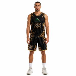 Conjunto de Uniforme de Baloncesto Personalizado para Hombre con Estampado de Leopardo, Jersey de Malla Sublimada, Pantalones Cortos, Ropa Deportiva de Equipo, Kit de Equipamiento para Juego, Venta OEM Profesional - Product Image 2