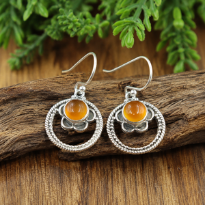 Natural Carnelian Gemstone <b>Dangle</b> <b>Earrings</b> 925 Sterling Silver Rose <b>Gold</b> Yellow <b>Gold</b> Plated Handmade Boho Hoop <b>Earrings</b> Women - Product Image 6
