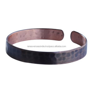 Pure Copper Eco-Friendly Recyclable Lightweight Waterproof Cuff Antique Hammerred Adjustable <b>Open</b> Bracelet 40mm+ Unisex - Product Image 4