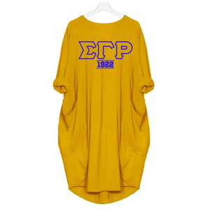 ชุดเดรสแขนยาวทรงหลวมแบบสบายๆ มีกระเป๋า ยี่ห้อ Sigma Gamma Rho สำหรับผู้หญิง ชุดนักเรียนหญิงชาวกรีก สวมใส่สบาย แฟชั่นทันสมัย รับผลิตตามสั่ง ขายส่ง - Product Image 1