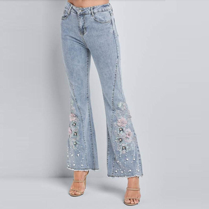Wholesale Distressed Skinny Women Jeans Pants Stretch Denim <b>Trousers</b> Custom Vintage Distressed Women Jeans Pants <b>Straight</b> <b>Leg</b> - Product Image 1