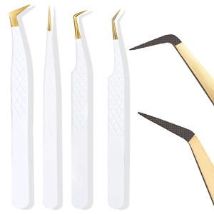 Pince à épiler antidérapante en acier inoxydable avec poignée diamantée pour extensions de cils, marque privée, pour volume intense - Product Image 1