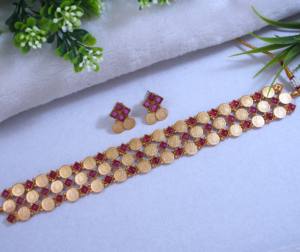 High Quality Matte Finish Copper Alloy Gold Plated Coin Choker <b>Set</b> Temple Jewelry <b>Indian</b> Ethnic Women's Wholesale Necklace <b>Sets</b> - Product Image 5