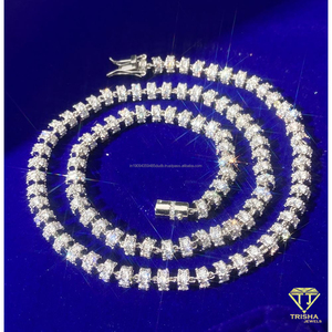 Collier ras du cou de luxe en argent sterling 925 avec chaîne cubaine sertie de diamants Moissanite pour la vente au détail internationale - Product Image 3