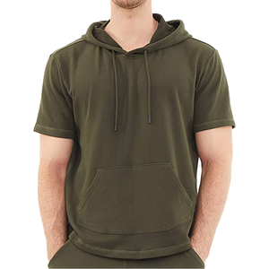 Camiseta con Capucha Casual para Hombre, Manga Corta, Corte Holgado, 220 Gramos, Ligera, Diseño Sólido, Estilo Urbano Hip Hop - Product Image 6