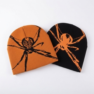 Unisex 100% Acrylic Winter Brimless Beanie Hat Spider <b>Pattern</b> Warm <b>Knitted</b> Skull Cap Halloween Party Travel Gift Casual - Product Image 4