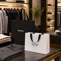 Sacs en papier blanc de luxe personnalisés avec logo imprimé, réutilisables, pour boutiques et emballages de vente au détail en gros