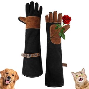 Gants de manipulation des animaux résistants aux morsures, en cuir robuste, longueur coude, pour la sécurité des chiens, des chats, des reptiles, des serpents, la pêche en extérieur - Product Image 5