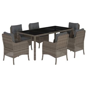 Conjunto de Comedor de Jardín de Ratán PE Gris con Fundas Extraíbles - Product Image 2
