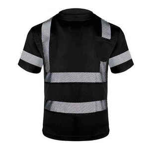 Chemise de travail réfléchissante à manches courtes noire pour hommes, uniforme en polyester haute visibilité - Product Image 1