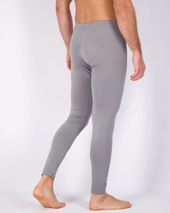 Men's Full Length Compression Tights Leggings Solid Gray <b>Spandex</b> Nylon Elastic Waist Fitness <b>Pants</b> - Product Image 2