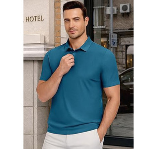 Camiseta Polo Azul Verde para Hombre, Manga Corta, Casual, Lisa, Tejido Transpirable, Logotipo Personalizado, OEM, ODM Disponible - Product Image 2