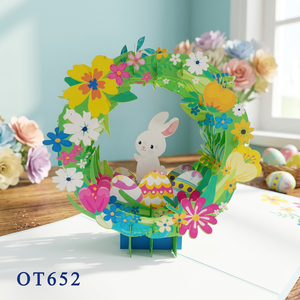 Carte 3D Pop-up Joyeuses Fêtes de Pâques Faite à la Main, Design Personnalisé Lapin Animal, Cadeau Promotionnel, Artisanat en Papier, Thanksgiving - Product Image 1