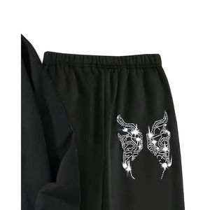 Conjunto de chándal oversize para hombre con pedrería, estilo vintage, holgado, de algodón grueso, con logo personalizado - Product Image 6