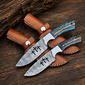 Hunting Tool Fixed Blade Damascus Steel Twist Pattern Industrial Grade Hunting <b>Knife</b> Pine Cone <b>Handle</b> Cowboy Camping <b>Knife</b> - Product Image 1