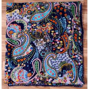 Juego de Edredón Artesanal de Algodón Orgánico Estampado, Ecológico, de Lujo, Tradicional, Kantha, Vintage, Transpirable, para Todas las Estaciones, para Hotel - Product Image 5