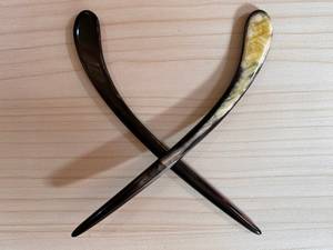 Horquilla para el Cabello de Lujo, Ecológica, Estilo Bohemio, Hecha con Cuerno de Búfalo Natural, Pinza Francesa Negra Reutilizable, Moderna para Mujer - Product Image 1
