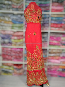 Robes de mariée perlées indiennes George pour femmes pour soirée au Nigeria Wraps perlés en pierre faits à la main - Product Image 6