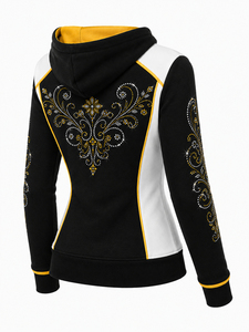 Sudadera con Capucha y Estampado de Diamantes de Imitación para Mujer, Sudadera de Manga Larga, Suave y Casual - Product Image 3