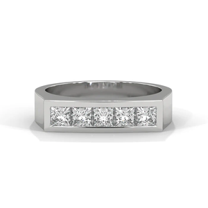 Bague à quatre faisceaux de diamants taillés carrés en argent sterling, design moderne et minimaliste avec variantes de diamants blancs et noirs - Product Image 6