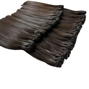 Extensions de cheveux humains vierges naturels, pointes plates, clips à ruban, cheveux doublement tirés, prix de gros, lisses - Product Image 5