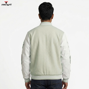 Custom Logo Canvas Varsity <b>Jacket</b> for <b>Men</b> Street Style Black Embroidery Breathable Windproof 100% Cotton - Product Image 2