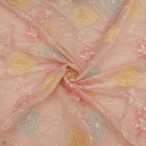 Tela de Bordado Premium con Textura de Malta, Tela de Poliéster Suave con Malla de Georgette y Encaje, Estampado Floral, Tela de Diseño para Vestidos de Novia - Product Image 3