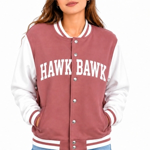 Women's Premium Varsity <b>Jacket</b> Maroon White Full Sleeve <b>Letter</b> Print Button Up Collar Autumn Wear Quality Stitching For <b>Men</b> - Product Image 1