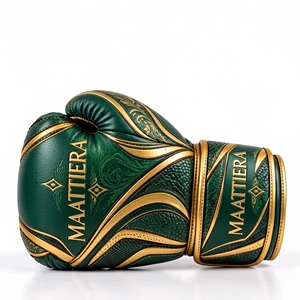 Guantes de Boxeo Personalizados Verde Oscuro y Dorado, Paneles Texturizados, Soporte Acolchado para Muñeca, Diseño Transpirable, Proveedor Mayorista OEM - Product Image 5