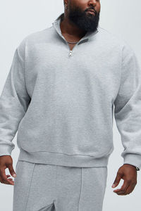 Sudadera con Cierre de Cremallera de Algodón Grueso Transpirable de Alta Calidad, Personalizable con Logotipo, Color Gris Claro, Sudadera Oversize con Cierre de Cremallera de un Cuarto - Product Image 4