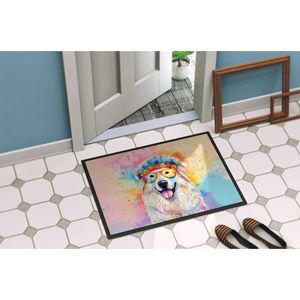 Great Pyrenees Hippie Dawg Paillasson Tapis d'entrée intérieur/extérieur lavable et antidérapant 24H X 36W Tapis de porte d'entrée - Product Image 4