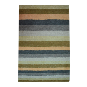 Tapis d'intérieur moderne en laine tuftée à la main, rayé, multicolore, pour salon, chambre, hôtel - Product Image 1