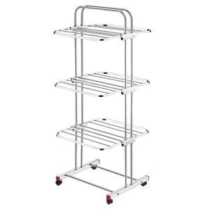 multi tier drying rack stainless steel <b>clothes</b> <b>airer</b> laundry hanger <b>folding</b> frame for indoor outdoor household for home use air - Product Image 1
