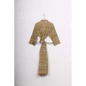 Kimono de Algodón Hecho a Mano con Estampado Floral, Ligero, para Verano, Spa, Baño, Estilo Casual, Largo hasta la Rodilla, para Dormir, Playa, Bikini - Product Image 2