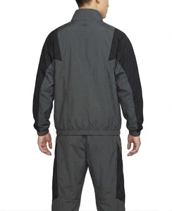 Men's Charcoal Grey And <b>Black</b> Color Block <b>Windbreaker</b> Tracksuit Set Full Zip Jacket With Matching Track Pants Two Piece Suit - Product Image 2