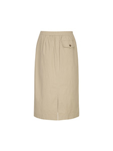Women's Cavalry Twill <b>Midi</b> <b>Skirt</b> Stretch Cotton Pleated Back-<b>Slit</b> Formal Utility A-Line Zipper - Product Image 2
